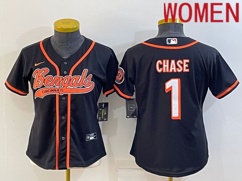 Women Cincinnati Bengals #1 Chase Black 2022 Nike Co branded NFL Jerseys